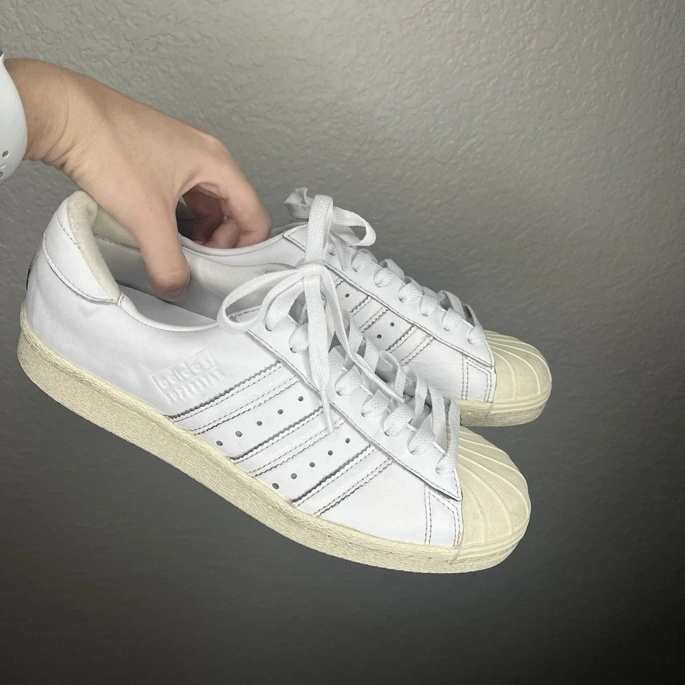 Adidas Shoes Men White Beige Original Superstar Sneaker Lace Low EE7392 Size 7.5